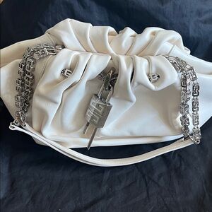Givenchy White Leather Shoulder Bag with Silver Accents